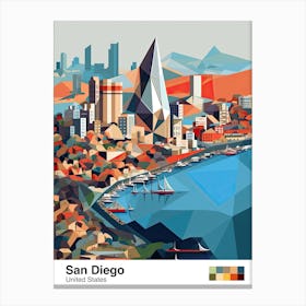San Diego, Usa, Geometric Illustration 2 Poster Canvas Print