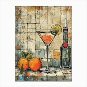 Orange Martini Watercolour Inspired Canvas Print