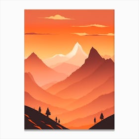 Misty Mountains Vertical Composition In Orange Tone 32 Canvas Print