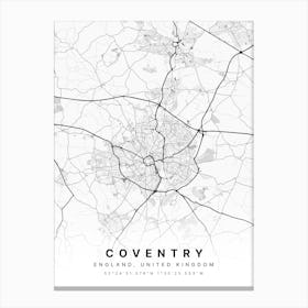 Coventry England White Map Canvas Print