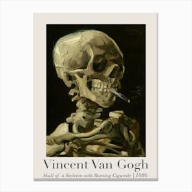 Skeleton With Burning Cigarettes Canvas Print