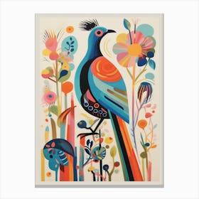 Colourful Scandi Bird Pheasant 2 Canvas Print
