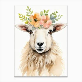 Baby Blacknose Sheep Flower Crown Bowties Animal Nursery Wall Art Print (23) Canvas Print