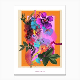 Forget Me Not 3 Neon Flower Collage Poster Canvas Print