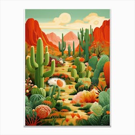 Orange Desert And Cactus 4 Canvas Print