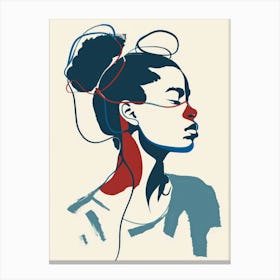 Woman With Earphones Canvas Print