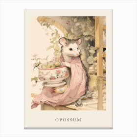 Beatrix Potter Inspired  Animal Watercolour Opossum 1 Canvas Print