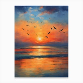 Sunset At The Beach 2 Canvas Print