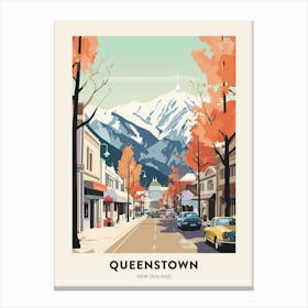Vintage Winter Travel Poster Queenstown New Zealand 1 Canvas Print
