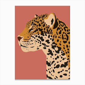 Jungle Safari Jaguar on Rose Canvas Print
