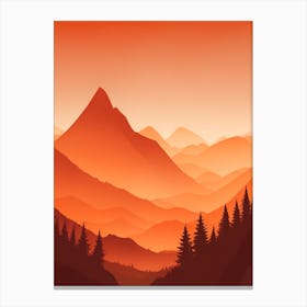 Misty Mountains Vertical Composition In Orange Tone 370 Canvas Print