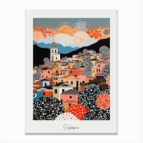 Poster Of Salerno, Italy, Illustration In The Style Of Pop Art 4 Canvas Print