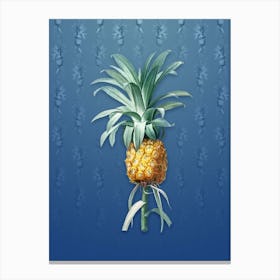 Vintage Pineapple Botanical on Bahama Blue Pattern n.2527 Canvas Print