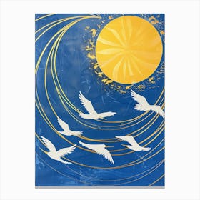 Birds Flying Over The Sun Canvas Print