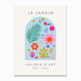 Le Jardin | 06 - Retro Floral Blue And Pink Flowers Canvas Print