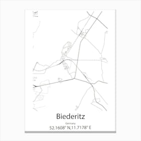 Biederitz,Germany Minimalist Map Canvas Print