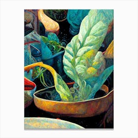 Oil Painting Plant In A Pan Canvas Print