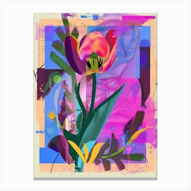 Tulip 1 Neon Flower Collage Canvas Print