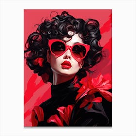 Woman In Red Sunglasses Canvas Print