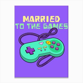 Married To The Games - Retro Design Maker With A Graphic Of A Gaming Controller 1 Canvas Print