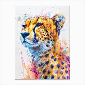 Cheetah Colourful Watercolour 3 Canvas Print