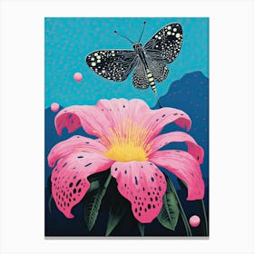 Butterfly On A Pink Flower | Inspired by Yayoi Kusama Canvas Print