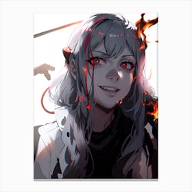 Anime Girl With Flames Canvas Print