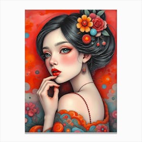 Blossoms of Elegance: A Modern Ode to Japanese Beauty Canvas Print