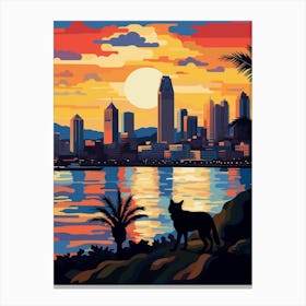 San Diego, United States Skyline With A Cat 0 Canvas Print