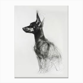 German Pinscher Dog Charcoal Line 1 Canvas Print