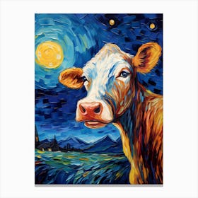 Cow At Night, Vincent Van Gogh Inspired Canvas Print
