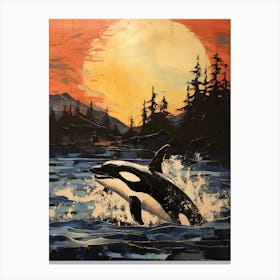 Orca Whale Woodland Coast 1 Canvas Print