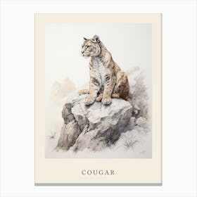 Beatrix Potter Inspired  Animal Watercolour Cougar 1 Canvas Print