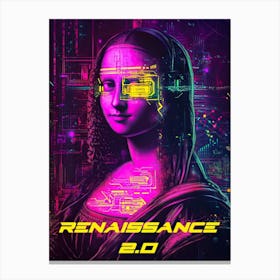 Renaissance 2 0, Cyberpunk Mona Lisa Canvas Print