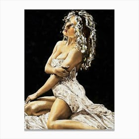 Woman In White Canvas Print