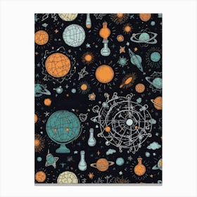 Doodle Planets Seamless Pattern Canvas Print