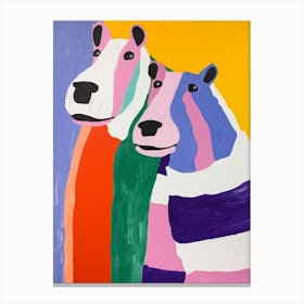 Colourful Kids Animal Art Hippopotamus 4 Canvas Print