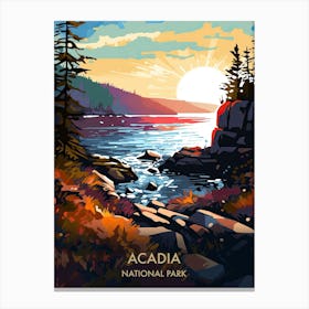 Acadia National Park Travel Poster Illustration Style 1 Canvas Print