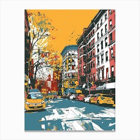 Chelsea New York Colourful Silkscreen Illustration 4 Canvas Print