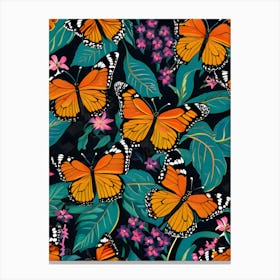 Seamless Pattern With Butterflies 1 Canvas Print