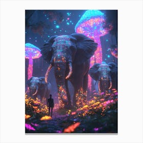 Elephants In The Forest Canvas Print