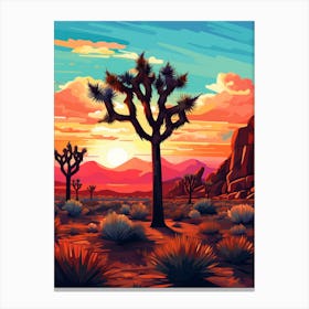 Joshua Tree At Sunrise In Nat Viga Style 4   Canvas Print