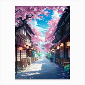 Lofi Anime Art, Sakura Blossoms Canvas Print