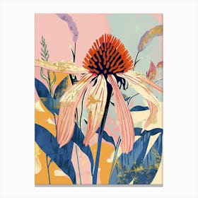 Colourful Flower Illustration Coneflower 1 Canvas Print