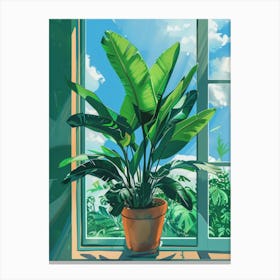 Banana Plant In The Window Canvas Print