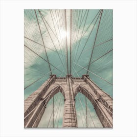 Brooklyn Bridge in Detail Urban Vintage Style Canvas Print