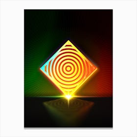 Neon Geometric Glyph in Watermelon Green and Red on Black n.0126 Canvas Print