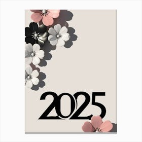 2025 Wall art floral white black and pink floral design Canvas Print