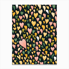 Heart Line Gold & Pink Pattern Canvas Print