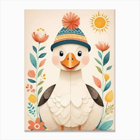 Floral Cute Baby Goose Nursery Illustration (15) Canvas Print